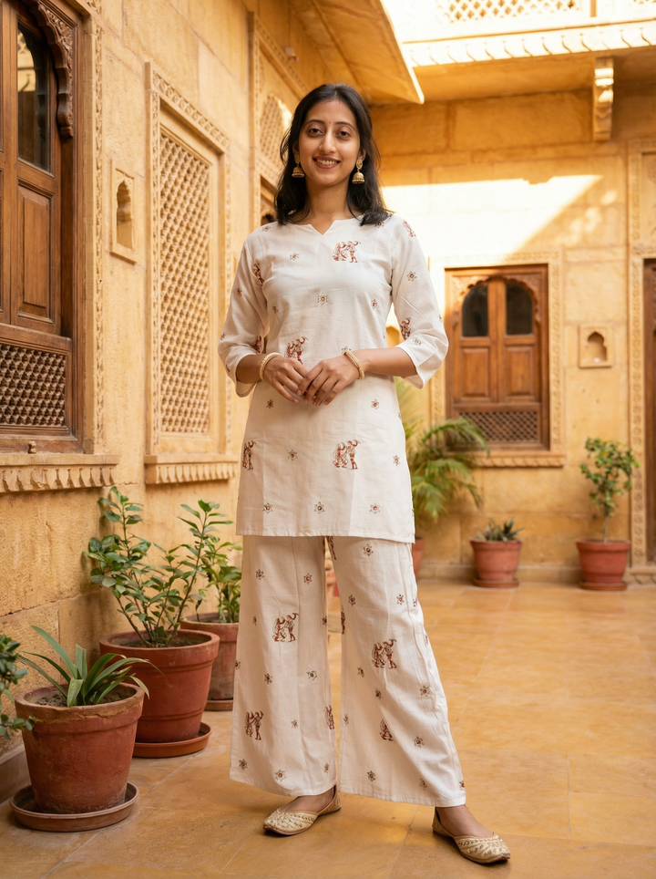 TRADITIONAL EMBROIDERY CORD SET WITH FLARE PLAZO