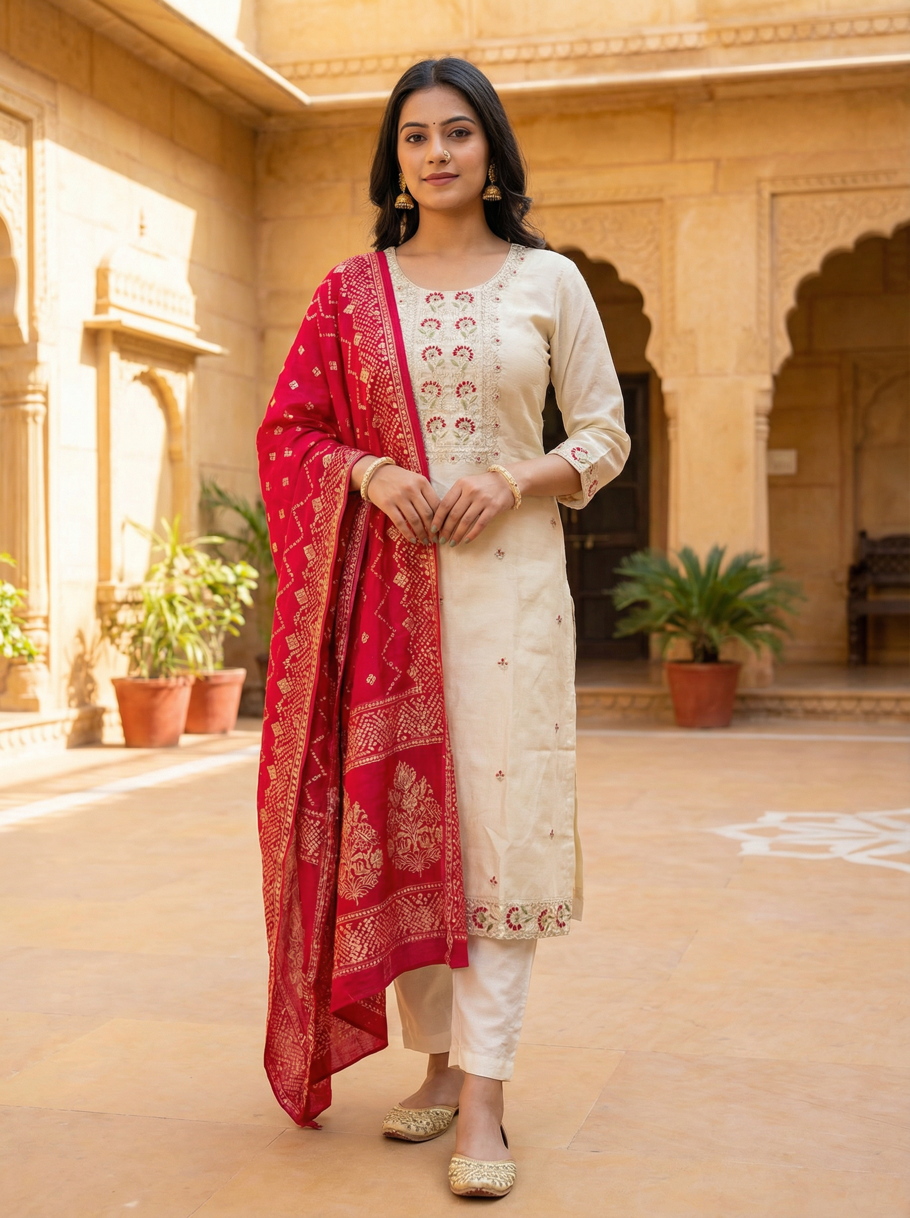 ORGANZA SILK DRESS WITH HEAVY EMBROIDERIE WORK AND BEAUTIFUL PRINT DUPATTA