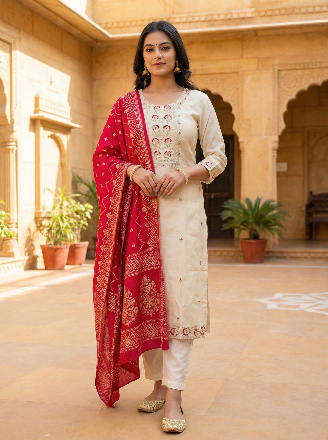 ORGANZA SILK DRESS WITH HEAVY EMBROIDERIE WORK AND BEAUTIFUL PRINT DUPATTA