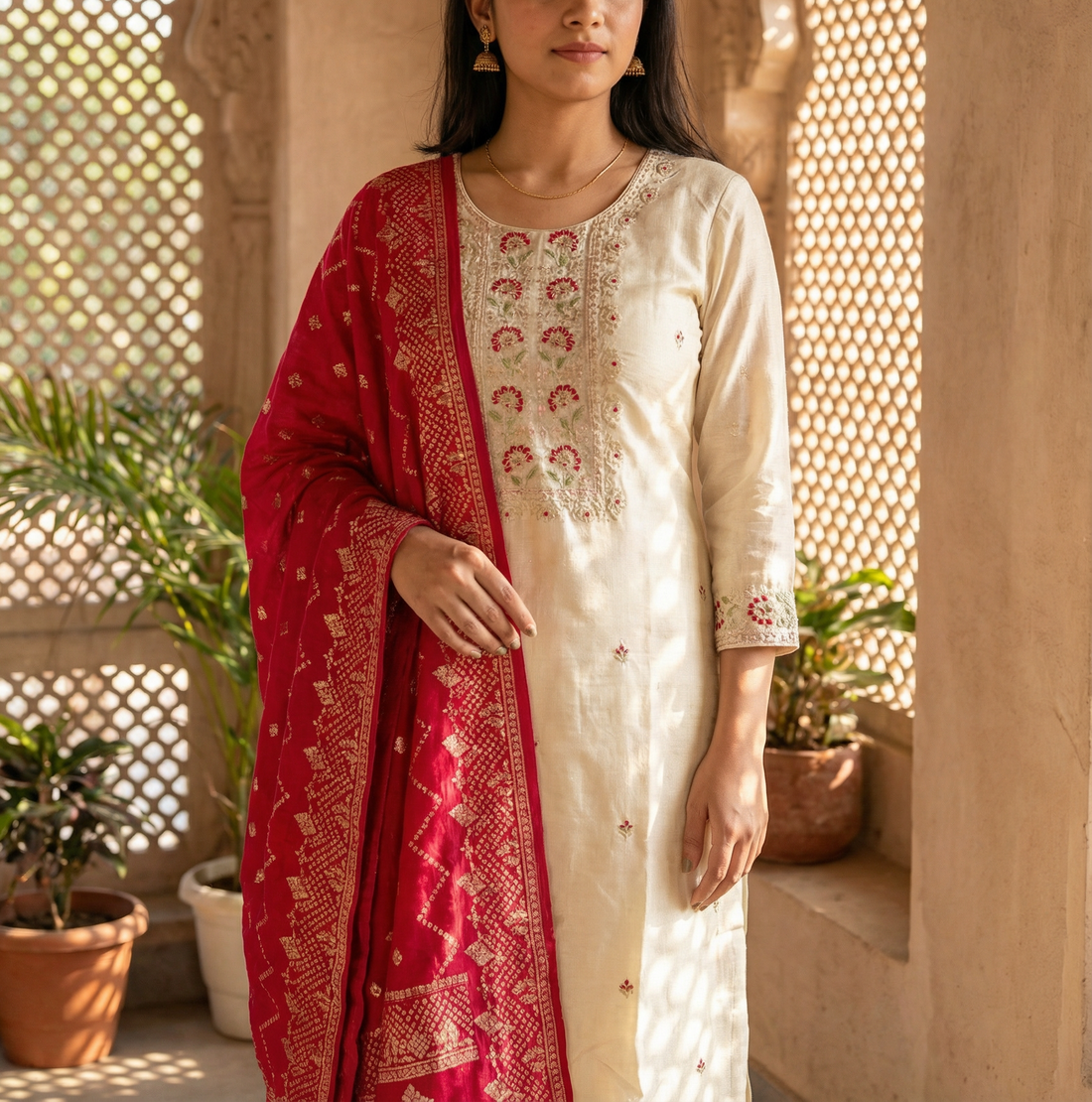 ORGANZA SILK DRESS WITH HEAVY EMBROIDERIE WORK AND BEAUTIFUL PRINT DUPATTA