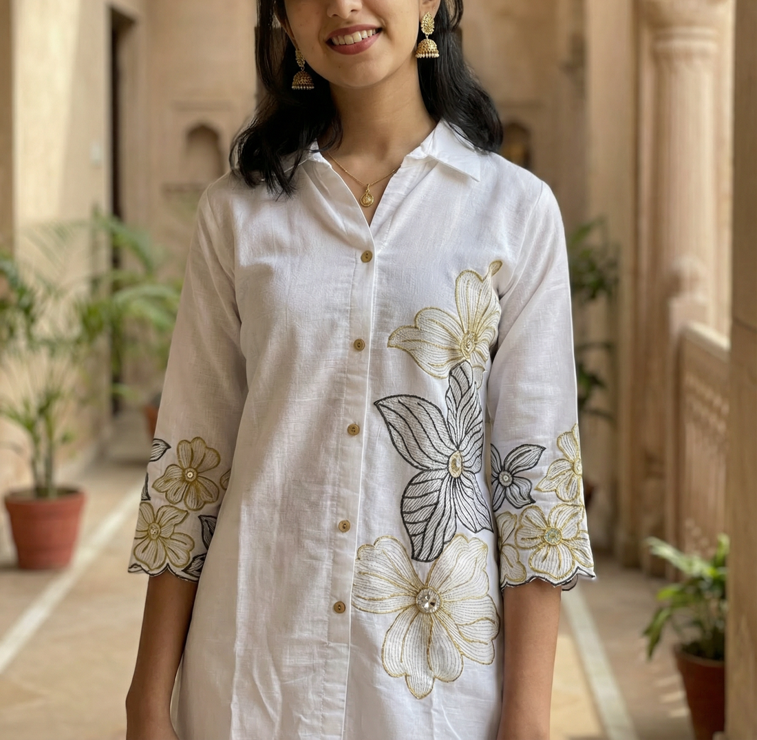 VATICAN SILK WHITE CORD SET WITH BEAUTIFUL EMBROIDERIE WORK