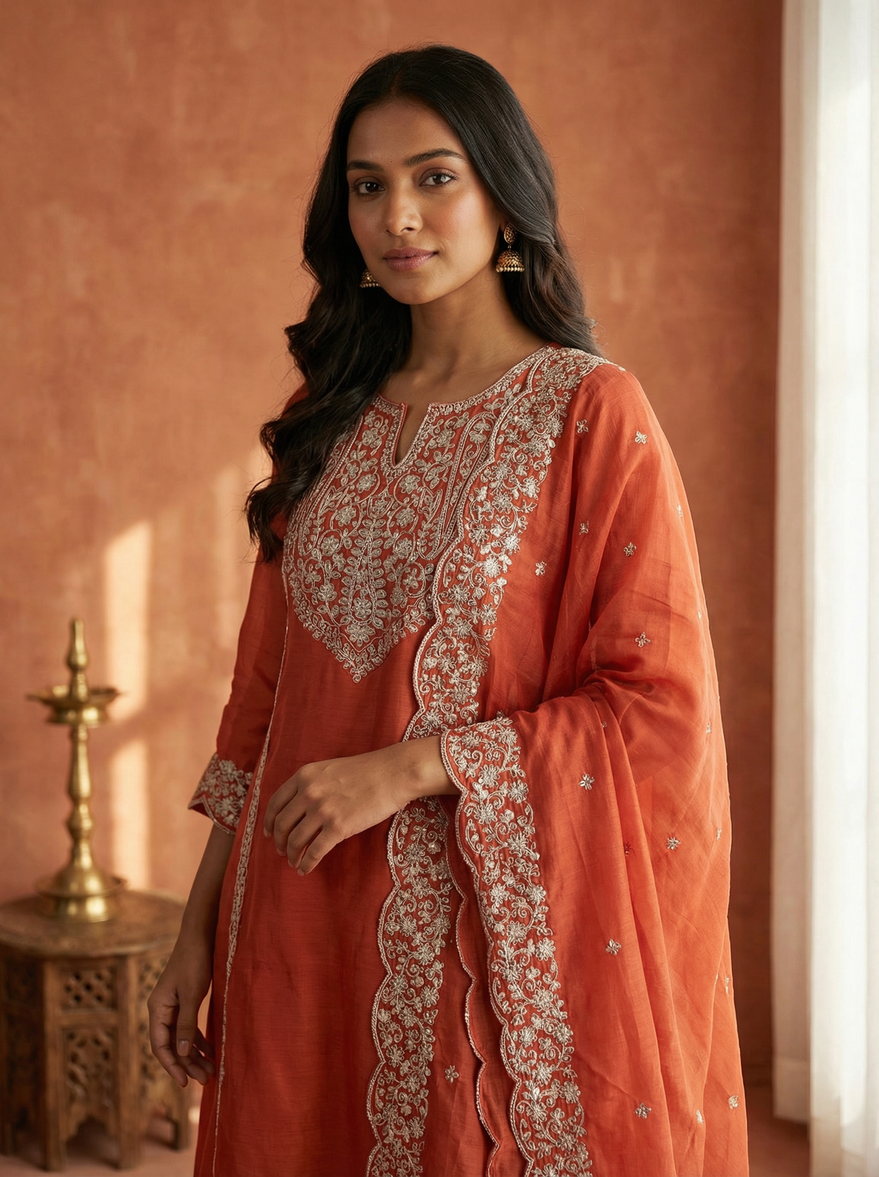 PREMIUM MULL CHANDERI HEAVY EMBROIDERY DRESS WITH MULL CHANDERI DUPTTA ALONG WITH PANT