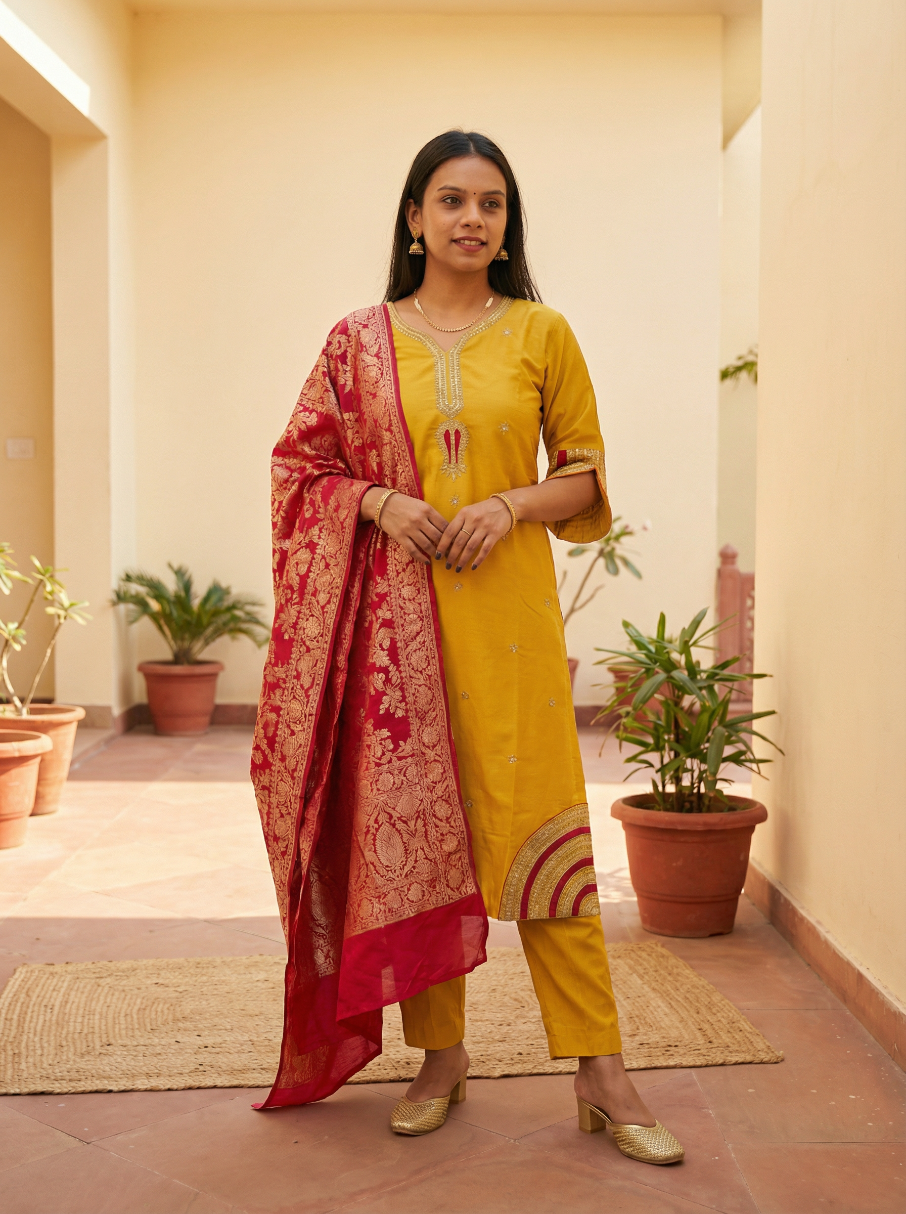 PREMIUM ROMAN SILK DRESS WITH HEAVY EMBROIDERIE AND BEAUTIFUL DUPPATA