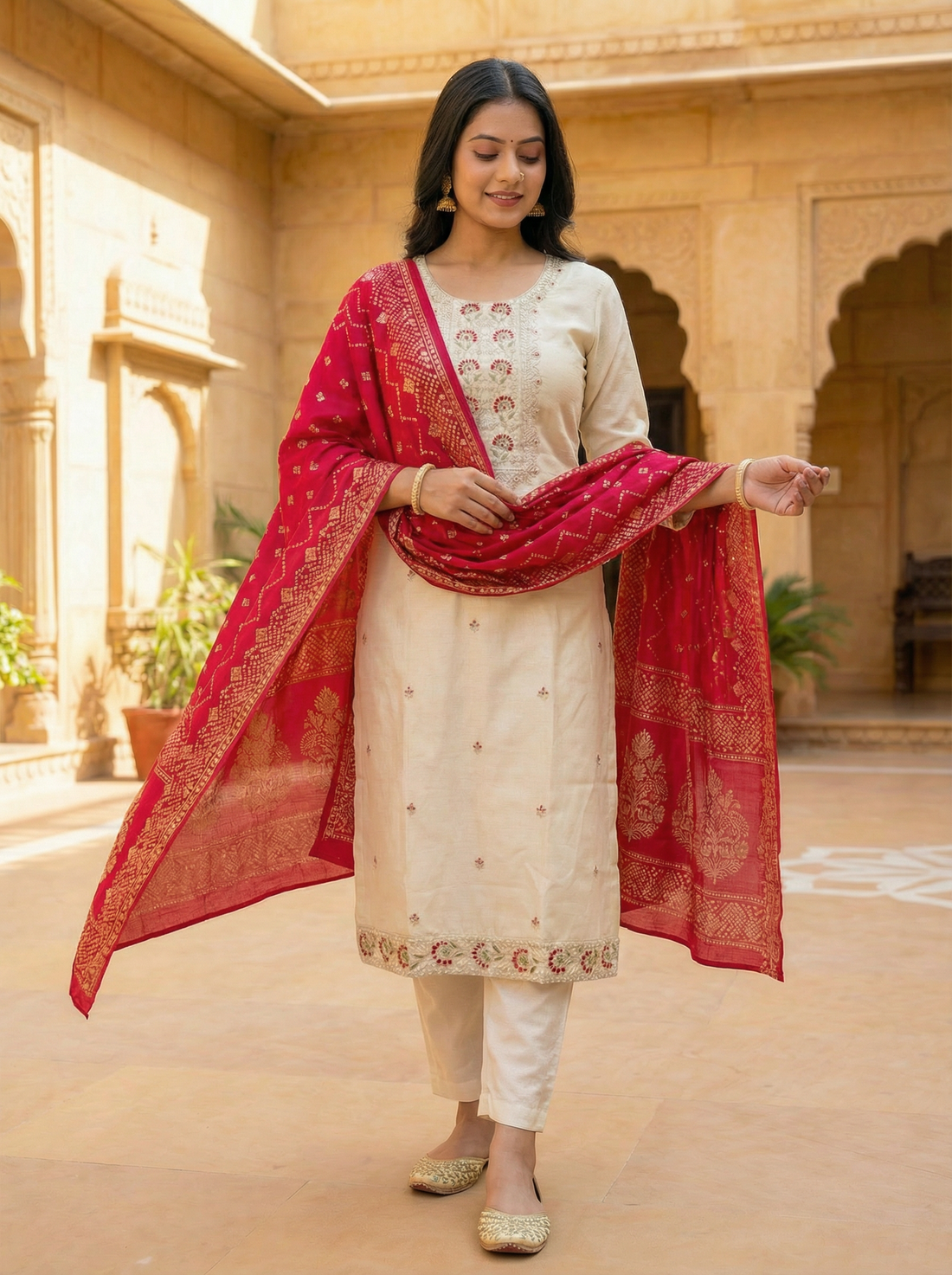 ORGANZA SILK DRESS WITH HEAVY EMBROIDERIE WORK AND BEAUTIFUL PRINT DUPATTA
