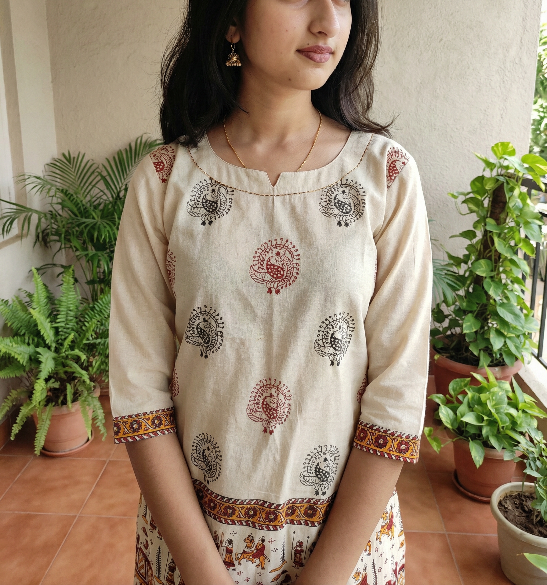BEAUTIFUL KHADI COTTON CORD SET WITH HAND PAINTING DESIGN